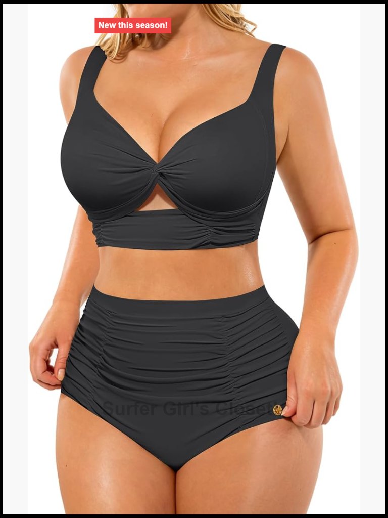 High Waisted Bikini Set Tummy Control Two Piece Twist Front Swimsuit